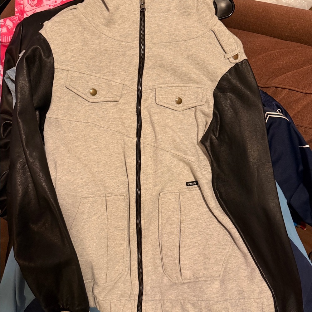 Volcom Gray and Black Bomber Jacket
